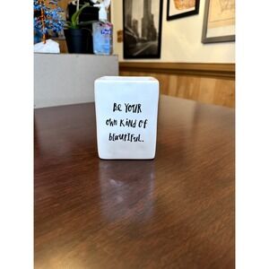 Rae Dunn Glass Makeup Brush/AP container "Be Your Own Kind of Beautiful"